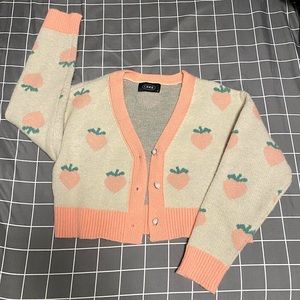 Cider Peach Pattern Knit Cardigan